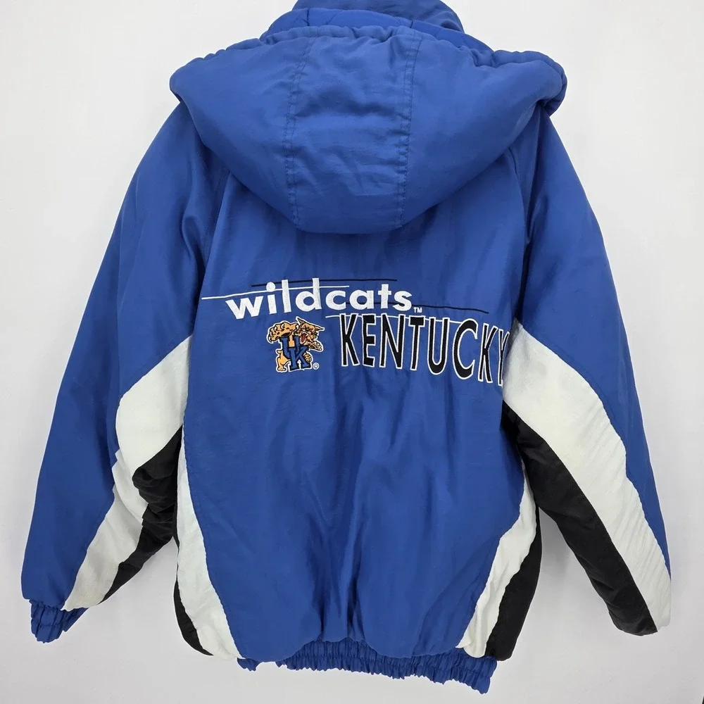 Vintage Logo‎ 7 Kentucky Wildcats Blue Puffer Full Zip Hooded Jacket Men's Sz L